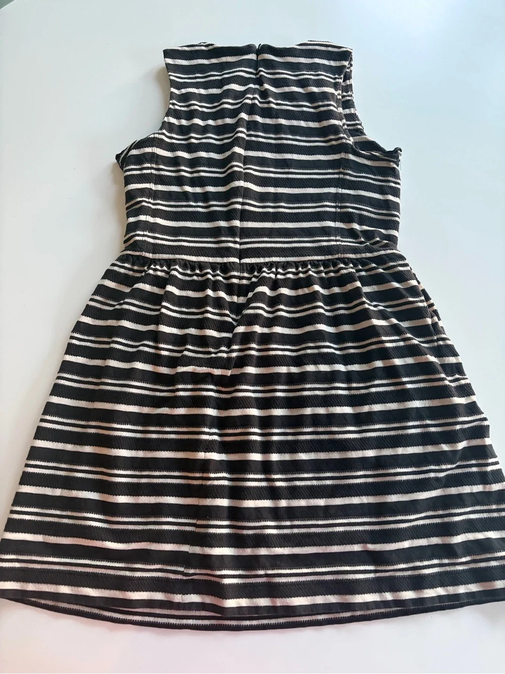 J. Crew Black and White Striped Sleeveless Casual Dress